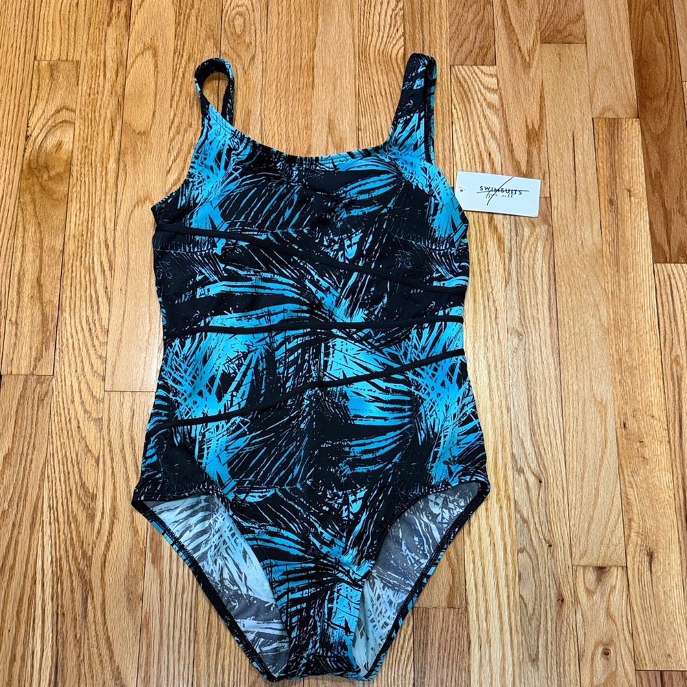 Swinsuits For All Chlorine Resistant Spliced Tank One Piece Swimsuit Sz 14 NWT